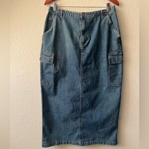 Vintage Cherokee Denim Maxi Skirt with‎ Pockets